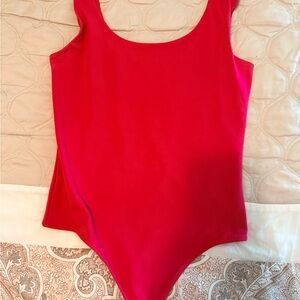 Vibrant Pink Express Body Contour High Compression Scoop Neck Bodysuit